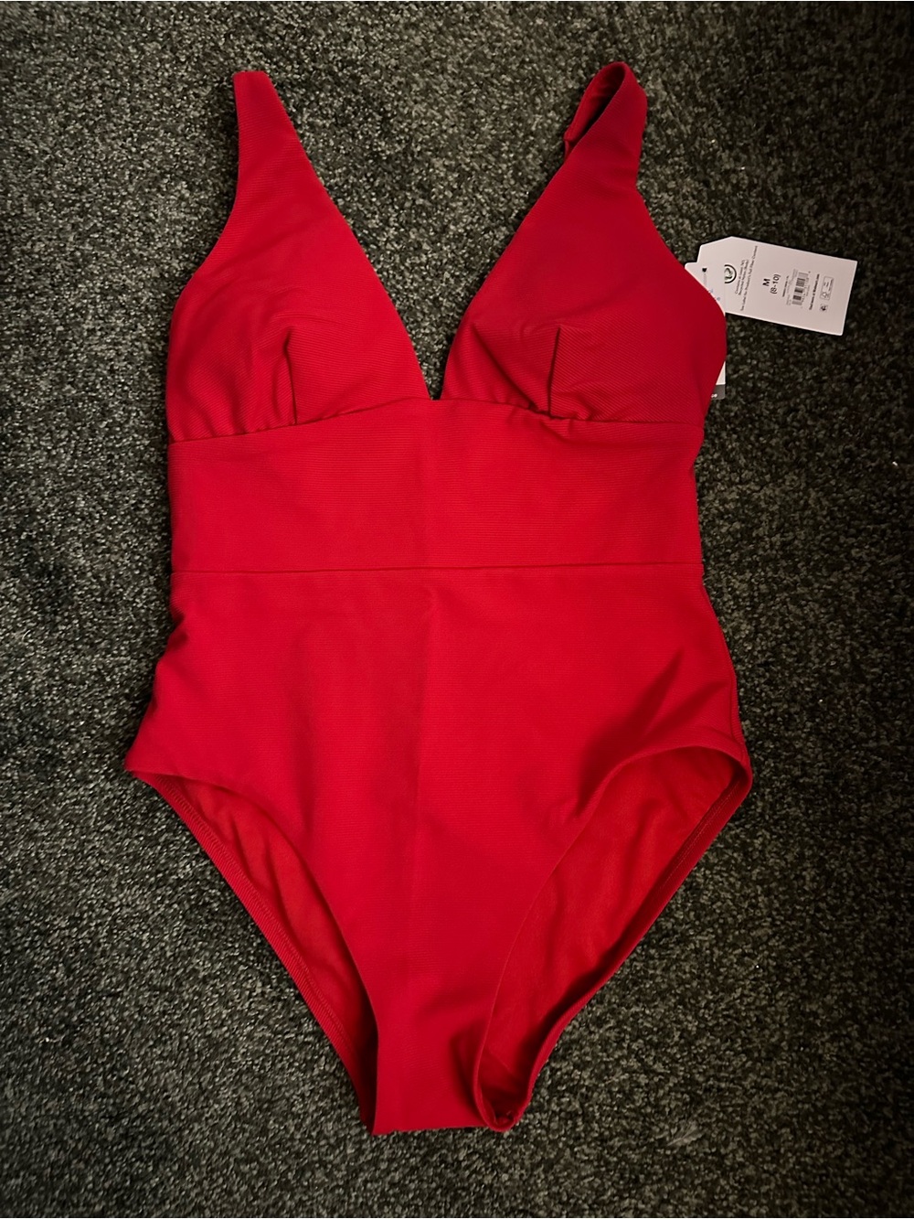 Women’s Red One-Piece Swimsuit - V-Neck